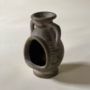 Handmade clay pottery aztec chiminea candle holder